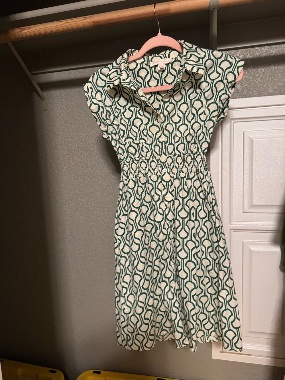 Marshalls Green & Cream Geometric Shirtdress